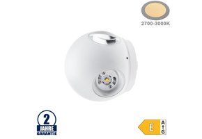 4W LED Wandleuchte Kugel Up and Down, Left and Right Weiß IP54 Warmweiß