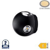 4W LED Wandleuchte Kugel Up and Down, Left and Right Schwarz IP54 Warmweiß