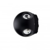 4W LED Wandleuchte Kugel Up and Down, Left and Right Schwarz IP54 Warmweiß