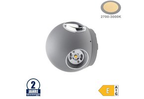 4W LED Wandleuchte Kugel Up and Down, Left and Right Grau IP54 Warmweiß