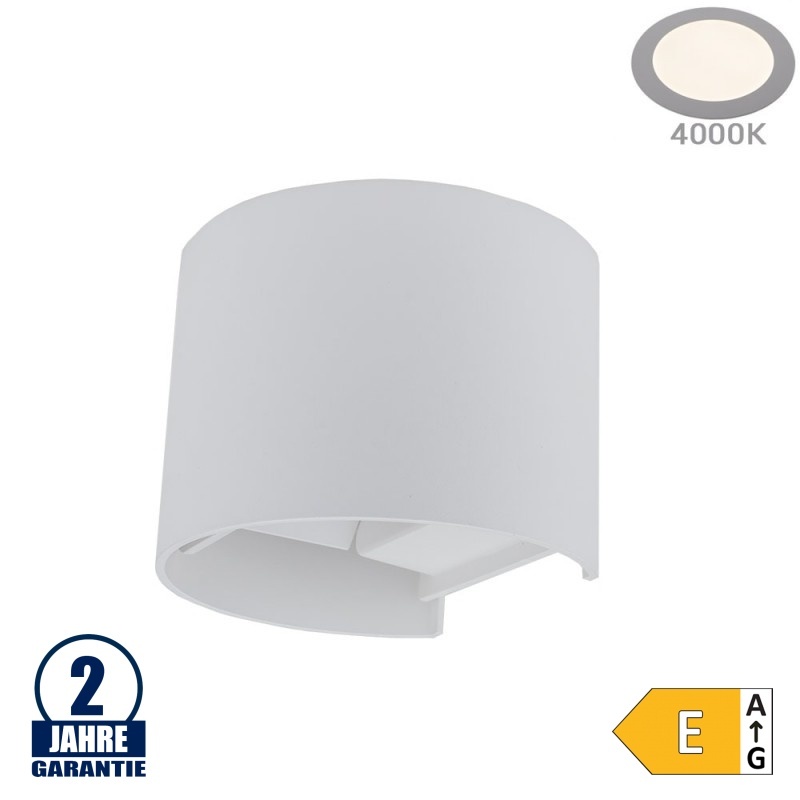 6W LED Wandleuchte Rund Up and Down Weiß IP54 Neutralweiß