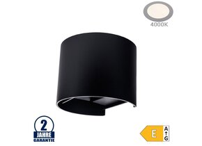 6W LED Wandleuchte Rund Up and Down Schwarz IP54 Neutralweiß
