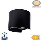 6W LED Wandleuchte Rund Up and Down Schwarz IP54 Warmweiß