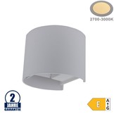 6W LED Wandleuchte Rund Up and Down Grau IP54 Warmweiß