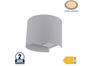 6W LED Wandleuchte Rund Up and Down Grau IP54 Warmweiß