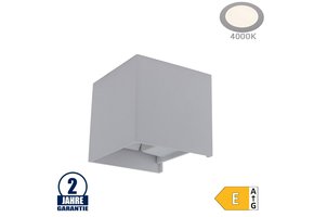6W LED Wandleuchte Würfel Up and Down Grau IP54 Neutralweiß
