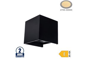 6W LED Wandleuchte Würfel Up and Down Schwarz IP54 Warmweiß