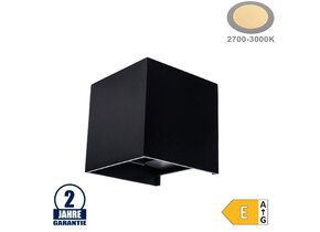 6W LED Wandleuchte Würfel Up and Down Schwarz IP54 Warmweiß
