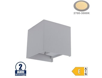 6W LED Wandleuchte Würfel Up and Down Grau IP54 Warmweiß