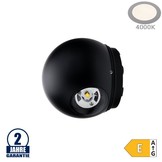 6W LED Wandleuchte Kugel Up and Down Schwarz IP54 Neutralweiß