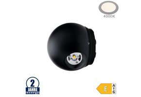 6W LED Wandleuchte Kugel Up and Down Schwarz IP54 Neutralweiß