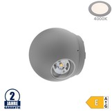 6W LED Wandleuchte Kugel Up and Down Grau IP54 Neutralweiß