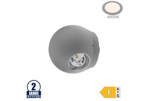 6W LED Wandleuchte Kugel Up and Down Grau IP54 Neutralweiß