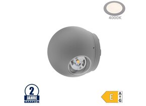 6W LED Wandleuchte Kugel Up and Down Grau IP54 Neutralweiß