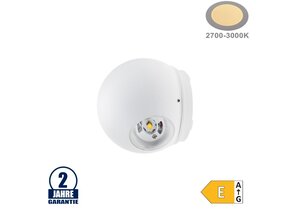 6W LED Wandleuchte Kugel Up and Down Weiß IP54 Warmweiß