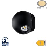 6W LED Wandleuchte Kugel Up and Down Schwarz IP54 Warmweiß