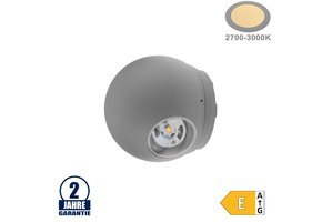 6W LED Wandleuchte Kugel Up and Down Grau IP54 Warmweiß