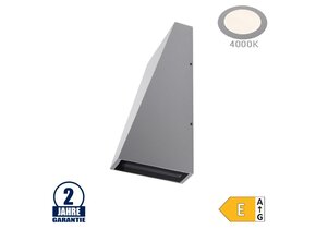 6W LED Wandleuchte Trapez Up and Down Grau IP54 Neutralweiß