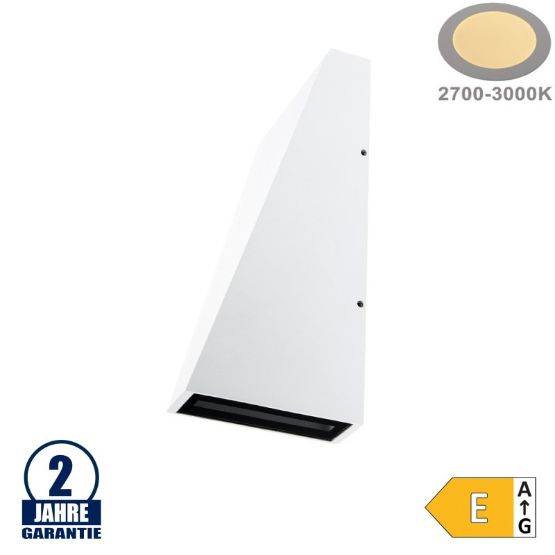 6W LED Wandleuchte Trapez Up and Down Weiß IP54 Warmweiß