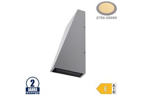 6W LED Wandleuchte Trapez Up and Down Grau IP54 Warmweiß