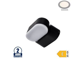 6W LED Wandleuchte Schwenkbar 1-fach Schwarz IP54 Neutralweiß