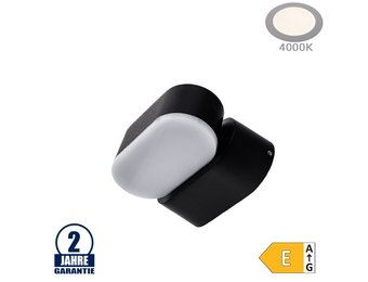 6W LED Wandleuchte Schwenkbar 1-fach Schwarz IP54 Neutralweiß