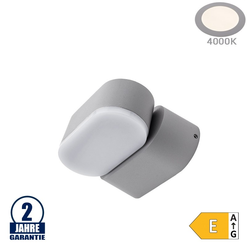 6W LED Wandleuchte Schwenkbar 1-fach Grau IP54 Neutralweiß