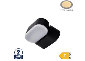 6W LED Wandleuchte Schwenkbar 1-fach Schwarz IP54 Warmweiß
