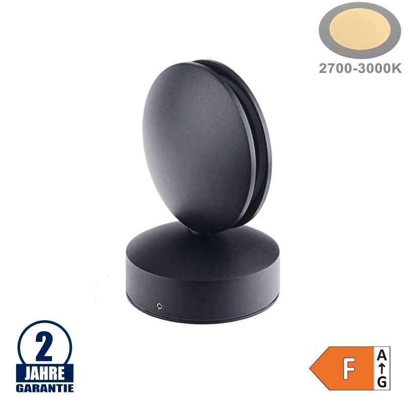 7W LED Wandleuchte für Tür/ Fensterbögen Schwarz IP54 Warmweiß