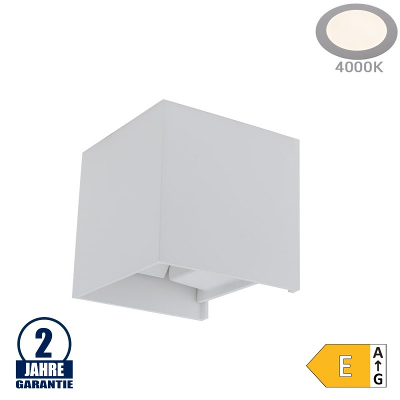 12W LED Wandleuchte Würfel Up and Down Weiß IP54 Neutralweiß