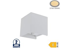 12W LED Wandleuchte Würfel Up and Down Weiß IP54 Warmweiß