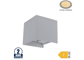 12W LED Wandleuchte Würfel Up and Down Grau IP54 Warmweiß