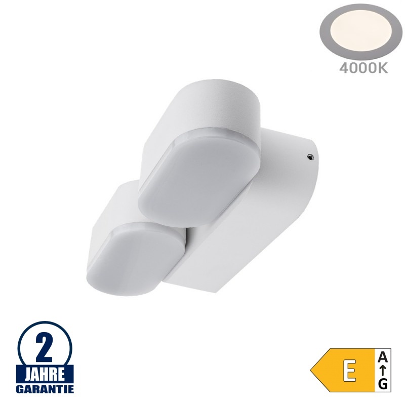 12W LED Wandleuchte Schwenkbar 2-fach Weiß IP54 Neutralweiß