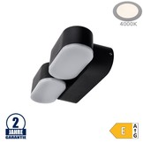 12W LED Wandleuchte Schwenkbar 2-fach Schwarz IP54 Neutralweiß