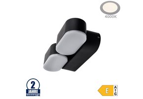12W LED Wandleuchte Schwenkbar 2-fach Schwarz IP54 Neutralweiß