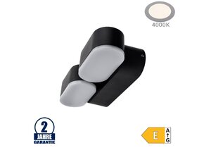 12W LED Wandleuchte Schwenkbar 2-fach Schwarz IP54 Neutralweiß