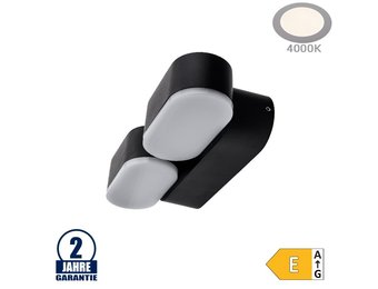 12W LED Wandleuchte Schwenkbar 2-fach Schwarz IP54 Neutralweiß