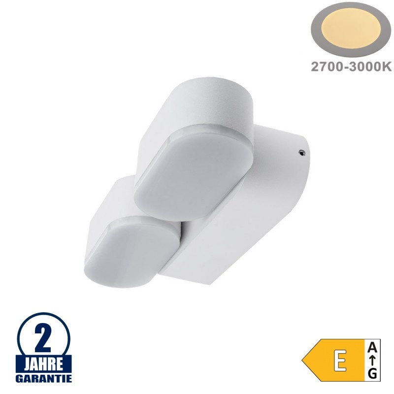 12W LED Wandleuchte Schwenkbar 2-fach Weiß IP54 Warmweiß