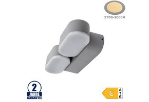 12W LED Wandleuchte Schwenkbar 2-fach Grau IP54 Warmweiß