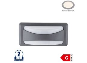 12W LED Wandleuchte Rechteck Grau IP65 Neutralweiß