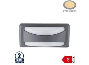 12W LED Wandleuchte Rechteck Grau IP65 Warmweiß
