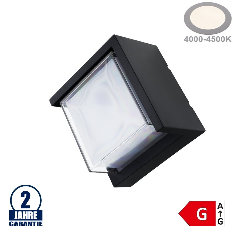 12W LED Wandleuchte Rhombus "Down" Schwarz IP65 Neutralweiß