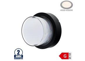 15W LED Wandleuchte Rund Schwarz IP65 Neutralweiß