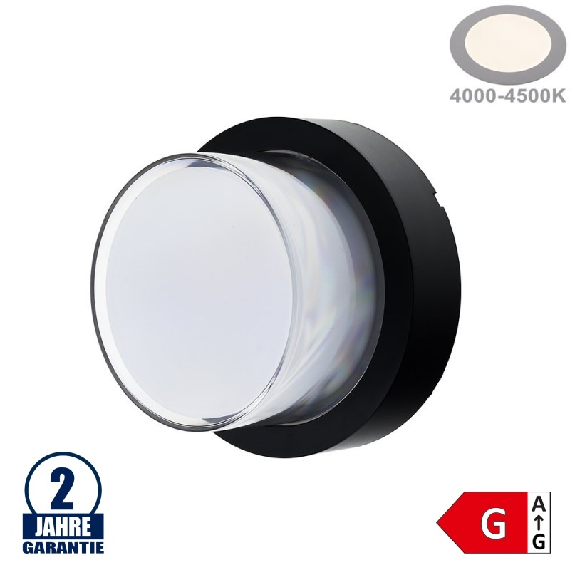 15W LED Wandleuchte Rund Schwarz IP65 Neutralweiß
