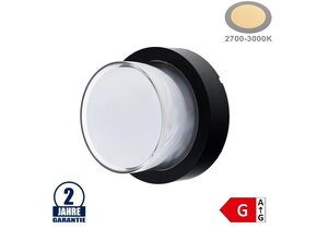 15W LED Wandleuchte Rund Schwarz IP65 Warmweiß