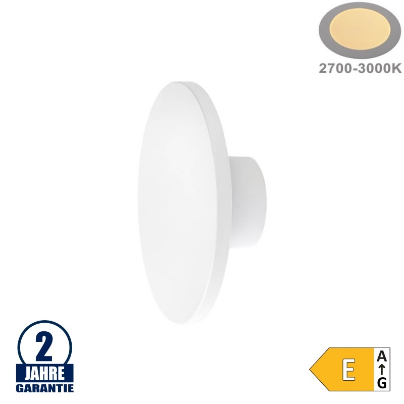12W LED Wandleuchte Rund Weiß IP65 Warmweiß
