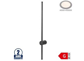 16W Wandleuchte Stabförmig Schwarz Neutralweiß