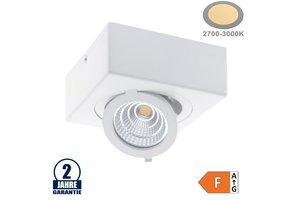 12W LED Aufbau COB Aluminium Quadratisch schwenkbar Warmweiß