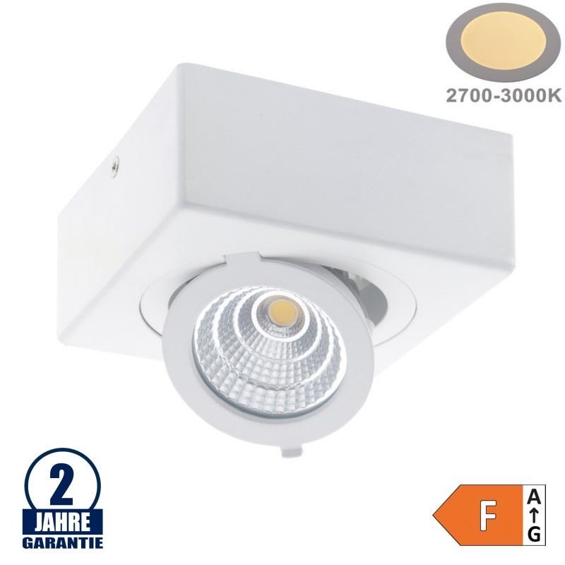 12W LED Aufbau COB Aluminium Quadratisch schwenkbar Warmweiß