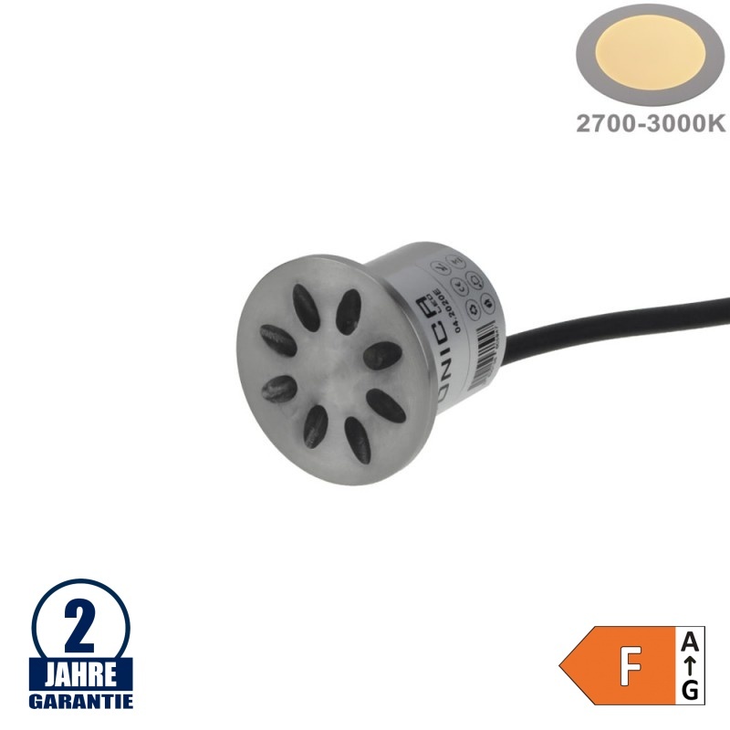 1,3W LED Unterwasser-Dekoeinbauleuchte 24V IP68 Warmweiß